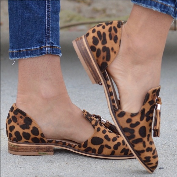 Vegan Suede Leopard Print Loafers - Picture 2 of 6